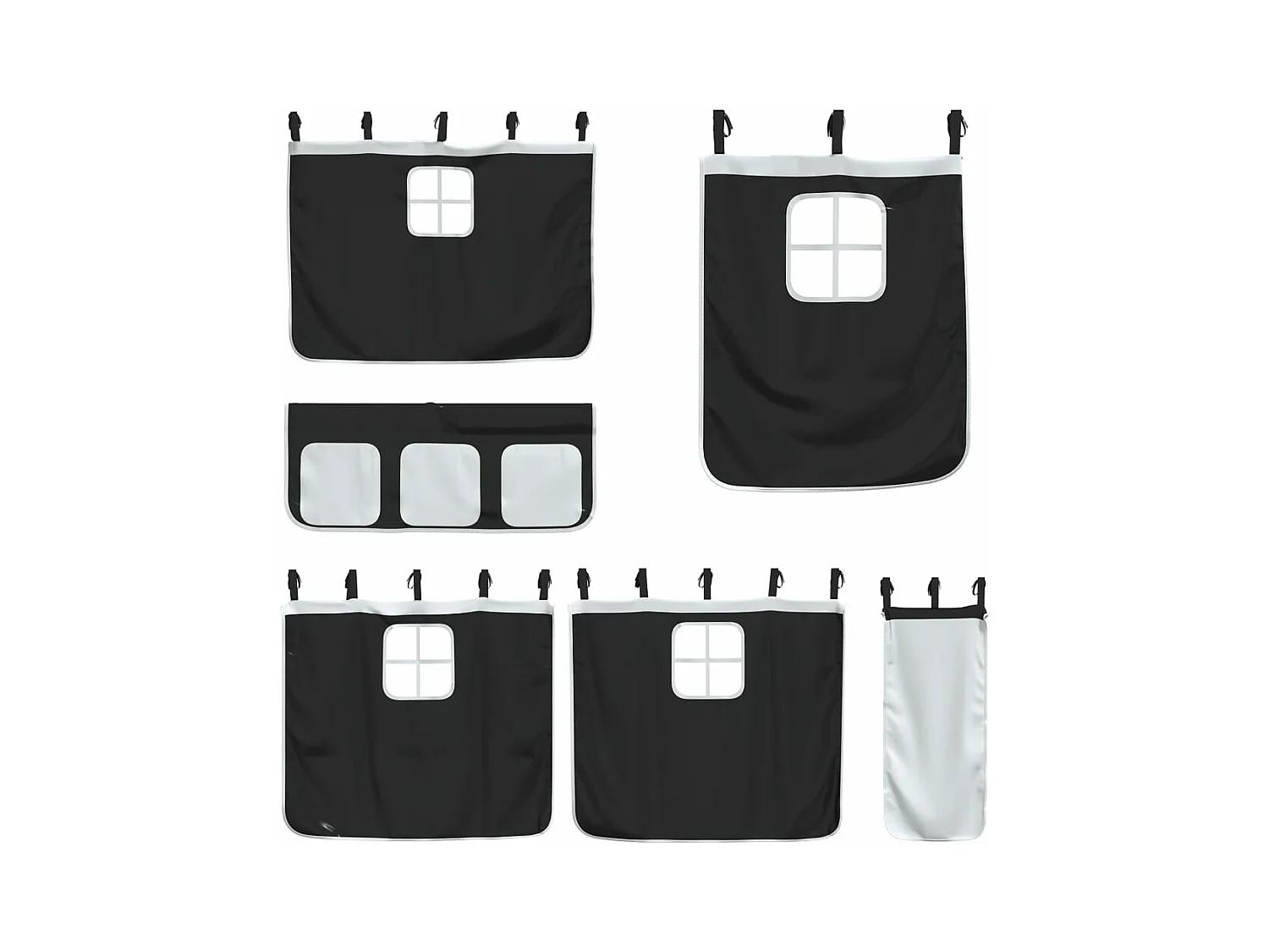 Beliche com escorrega e cortinas 90x200 cm branco e preto