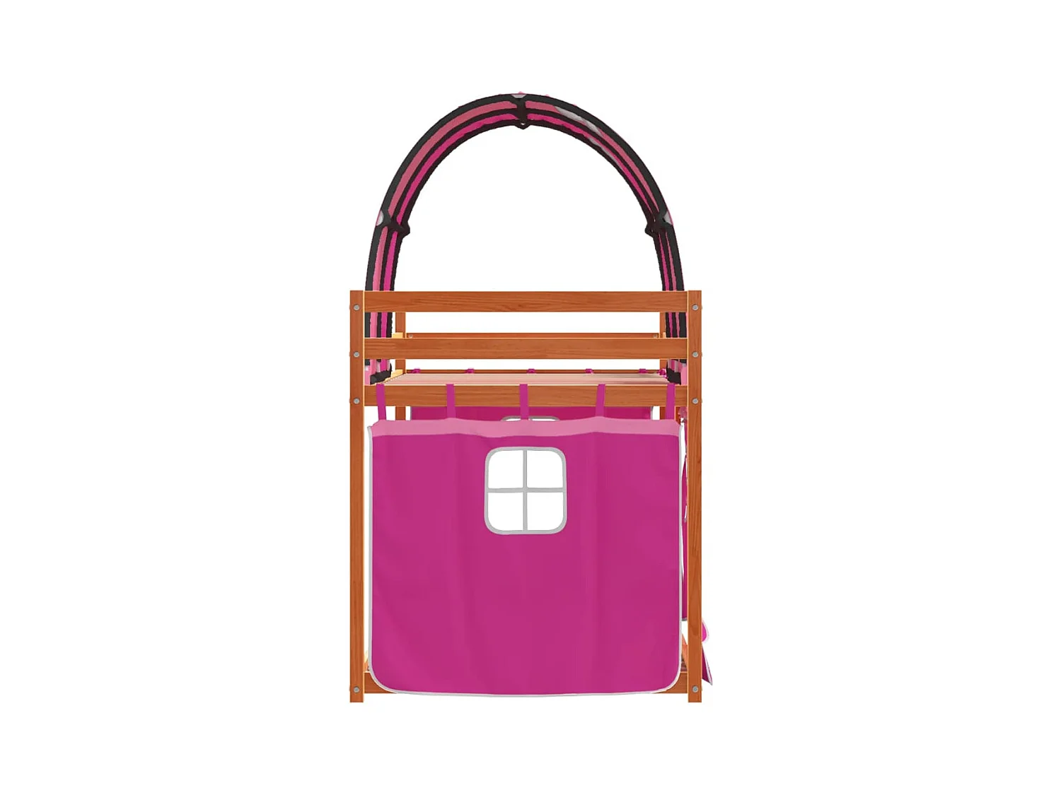 Lit superposé avec rideaux rose 90x190 cm bois pin massif