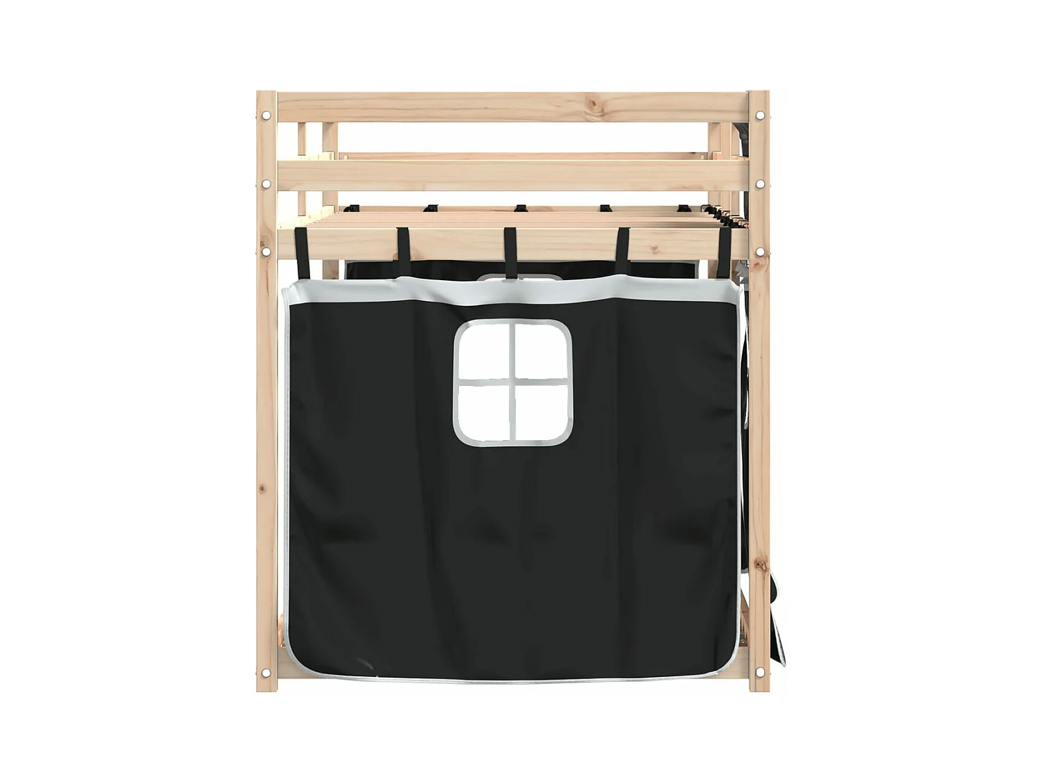 Beliche com cortinas 90x200 cm pinho maciço branco e preto