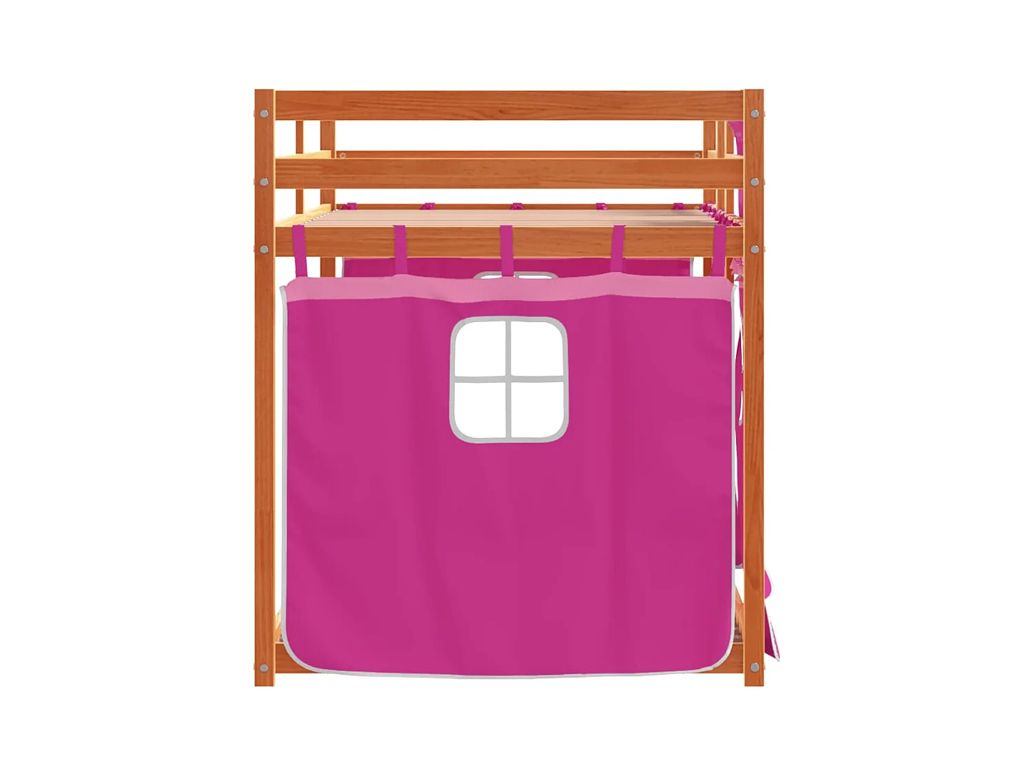 Lit superposé avec rideaux rose 80x200 cm bois pin massif
