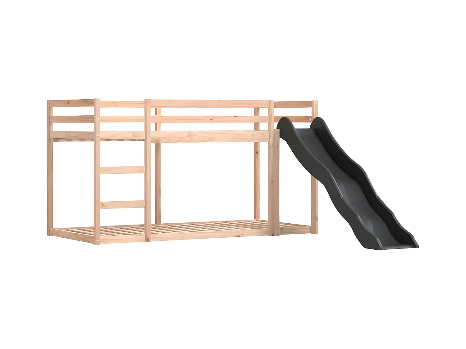 Lit superposé avec toboggan et rideaux rose 90x190 cm