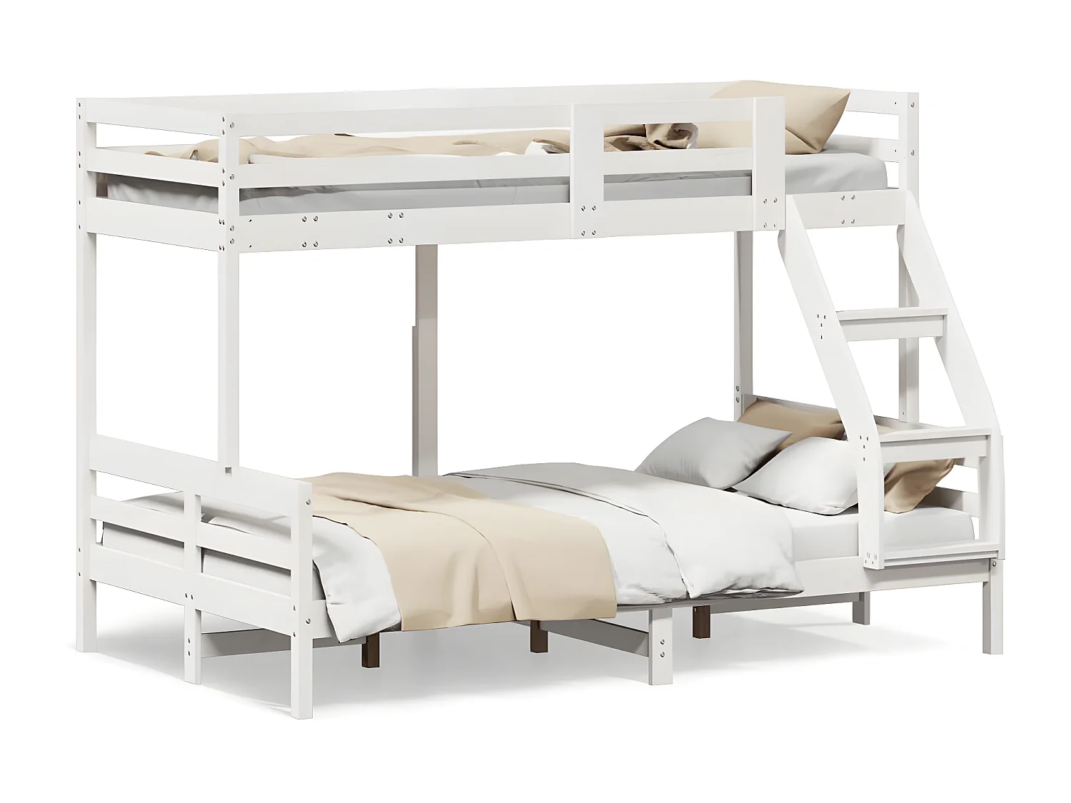 Lit superposé 80x200/120x200 cm blanc bois de pin massif