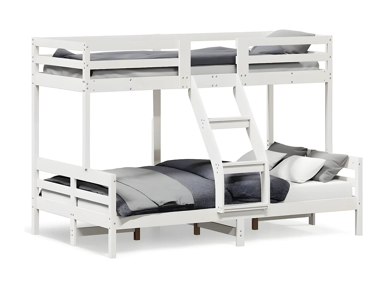 Lit superposé 90x200/120x200 cm blanc bois de pin massif