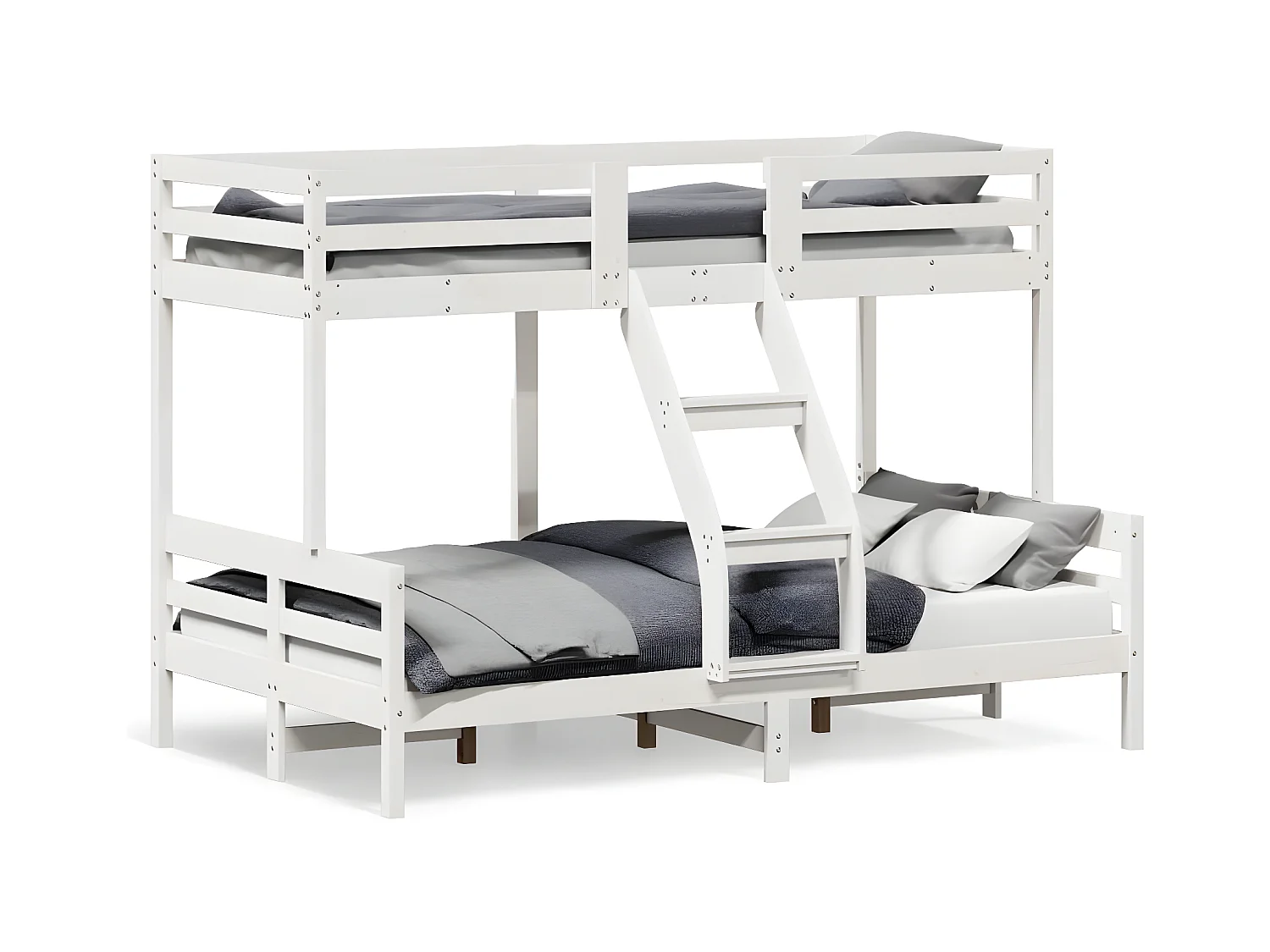 Lit superposé 90x200/120x200 cm blanc bois de pin massif