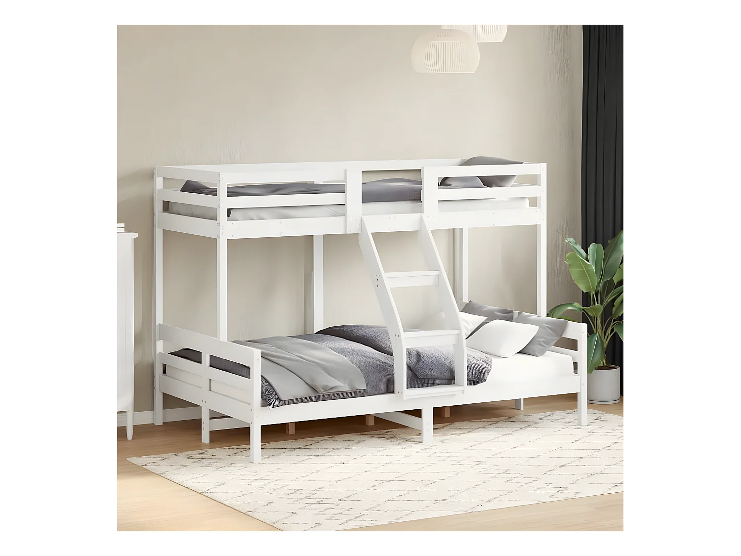 Lit superposé 90x200/120x200 cm blanc bois de pin massif