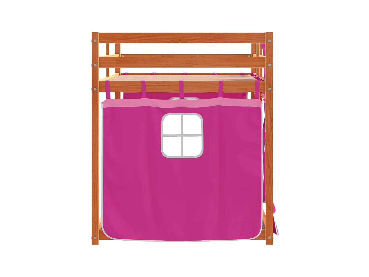 Lit superposé avec rideaux rose 90x200 cm bois pin massif