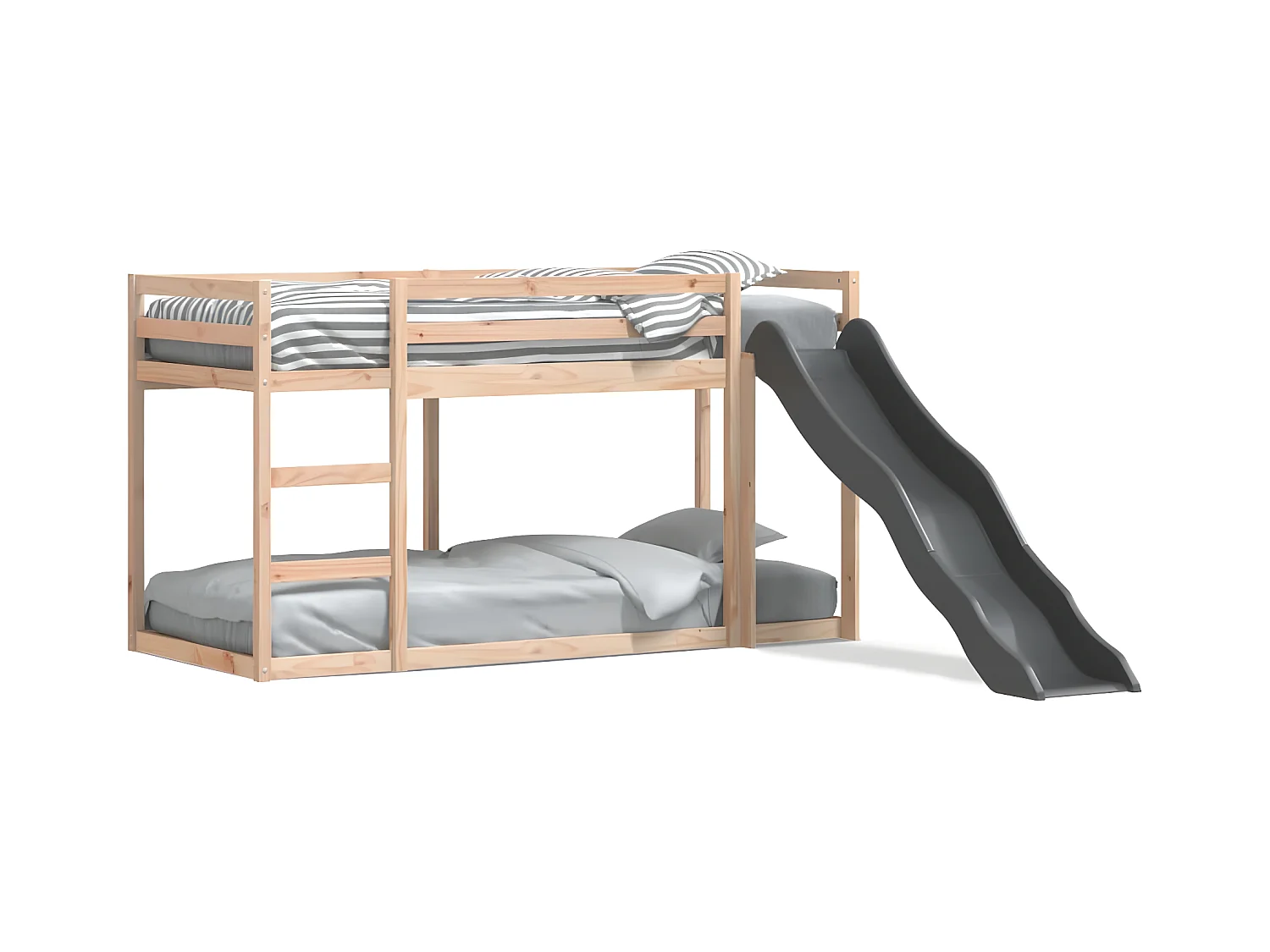 Lit superposé avec toboggan et échelle 90x200cm bois pin massif