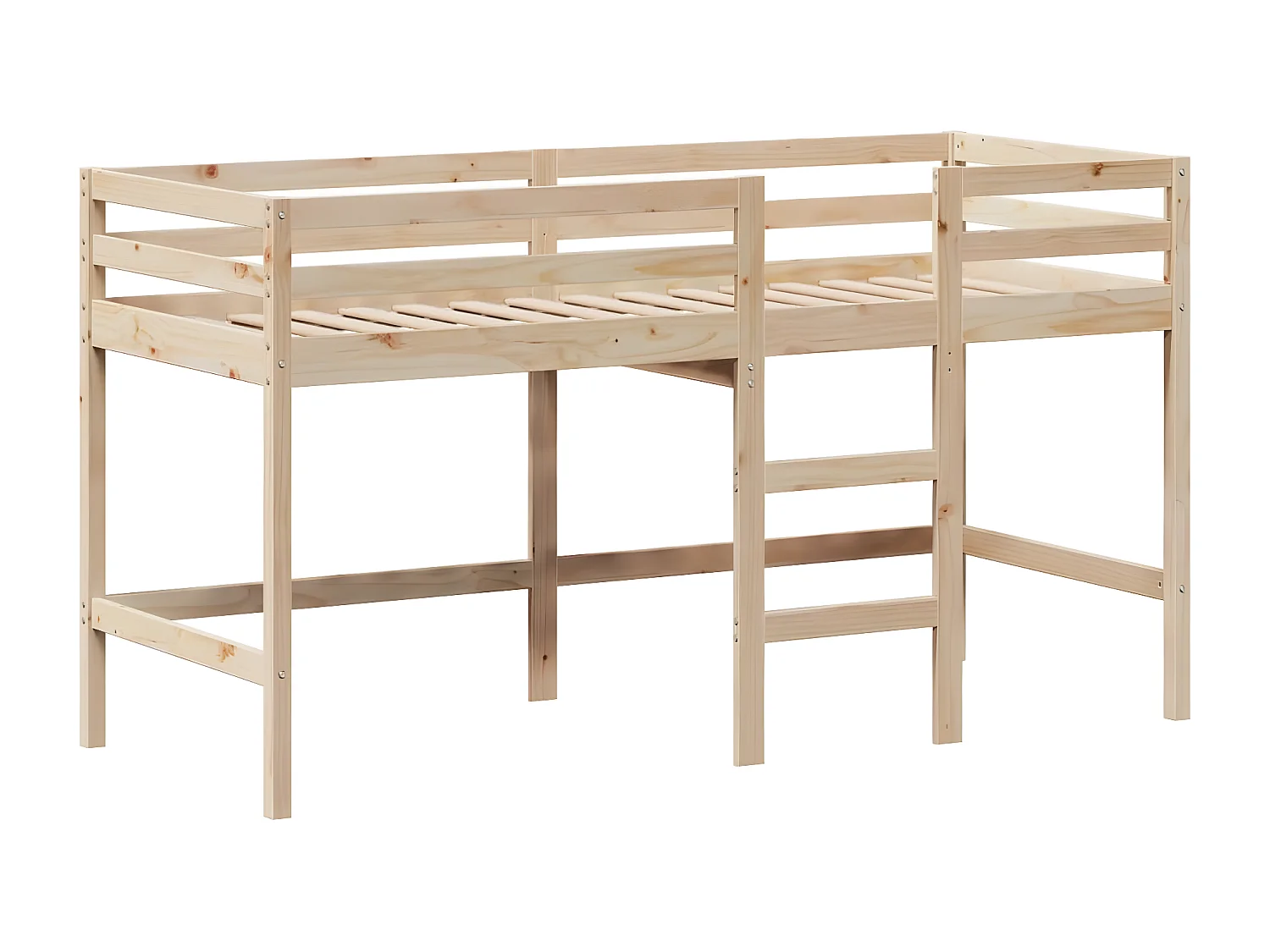 Lit superposé et échelle et toit 90x200 cm bois de pin massif
