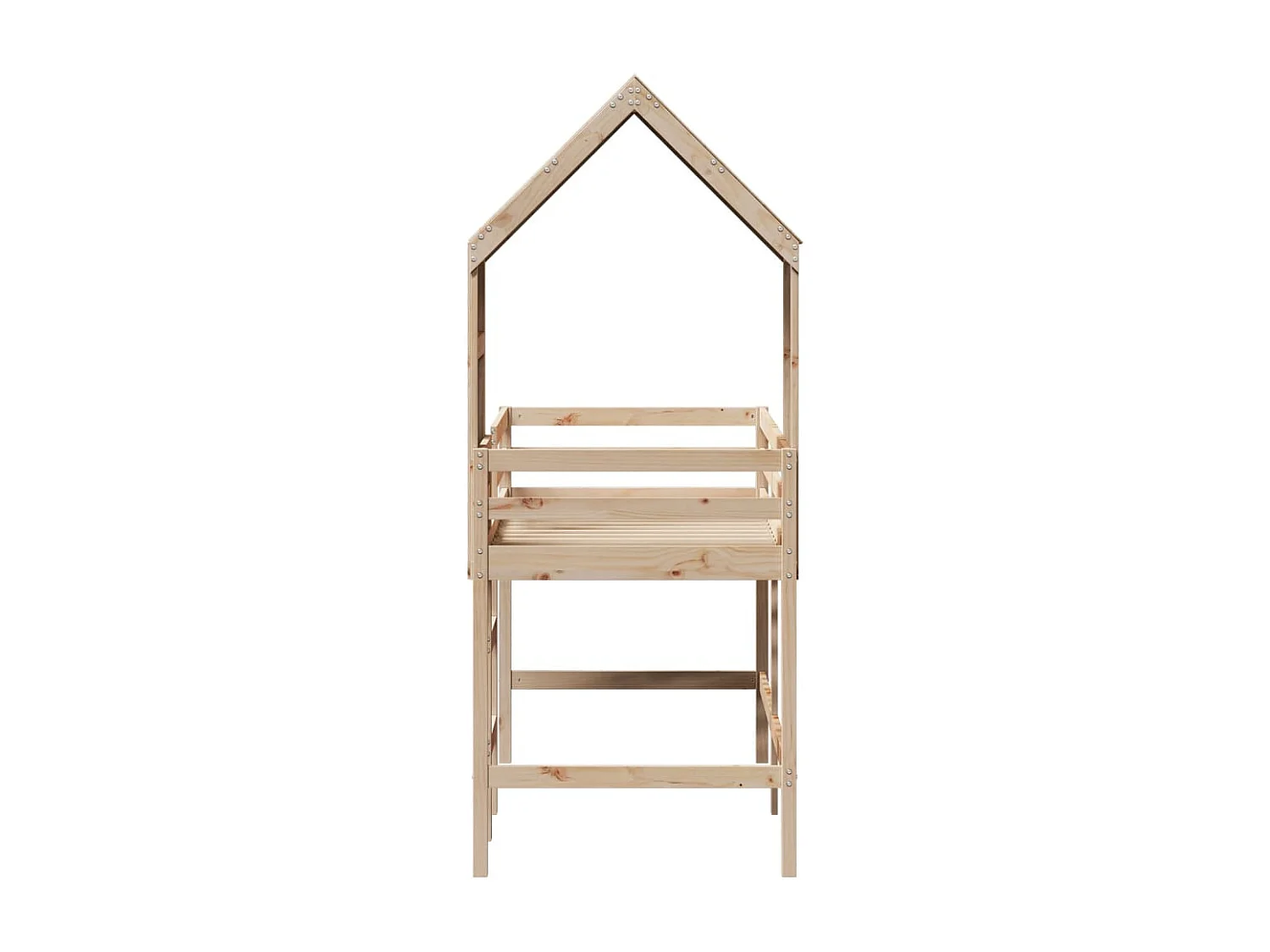 Lit superposé et échelle et toit 90x200 cm bois de pin massif