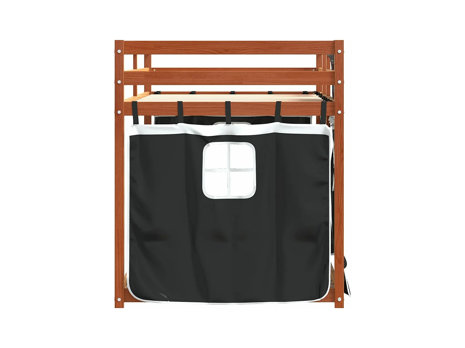 Beliche com cortinas 90x190 cm pinho maciço branco e preto