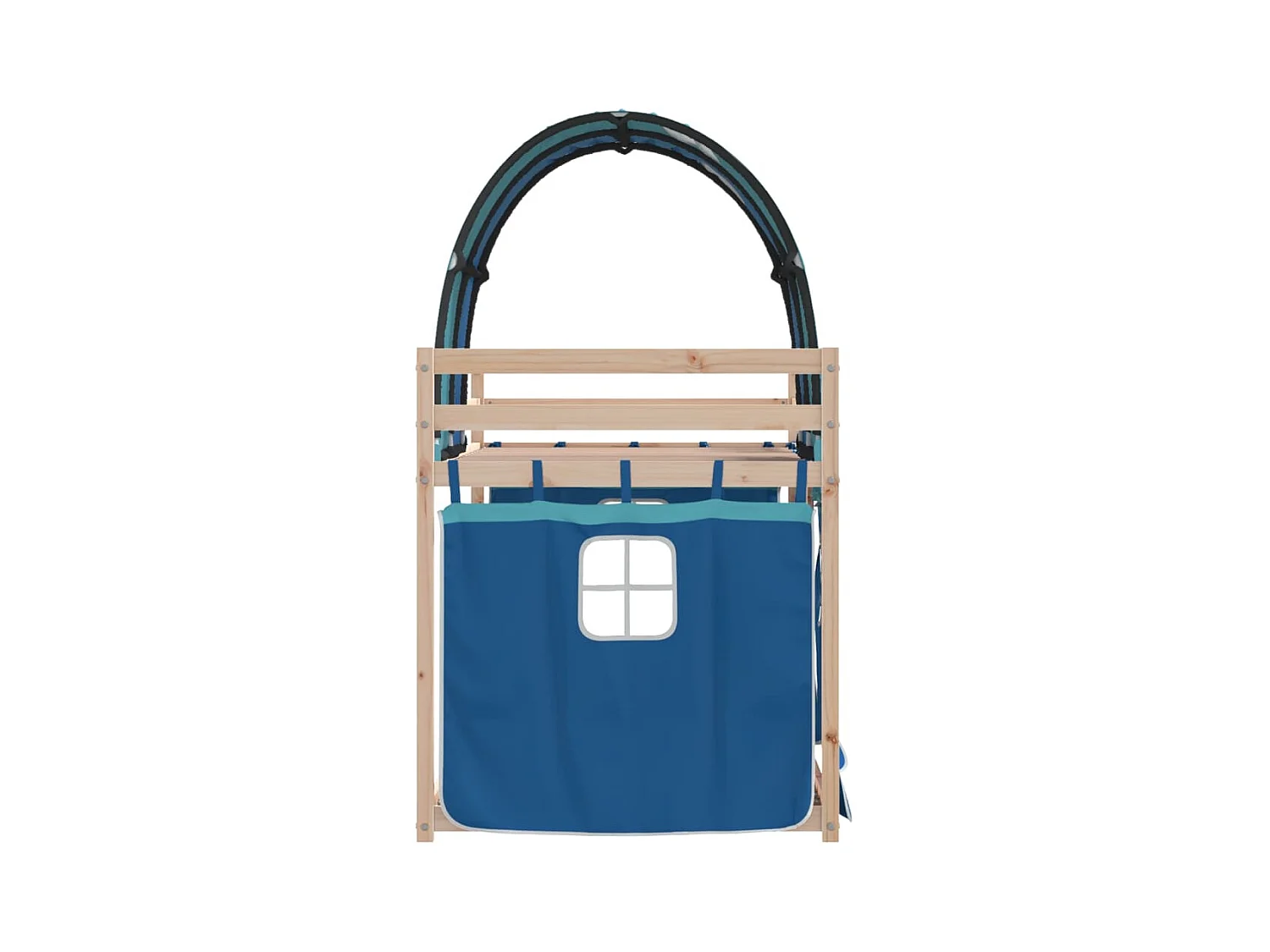 Lit superposé avec rideaux bleu 75x190 cm bois pin massif