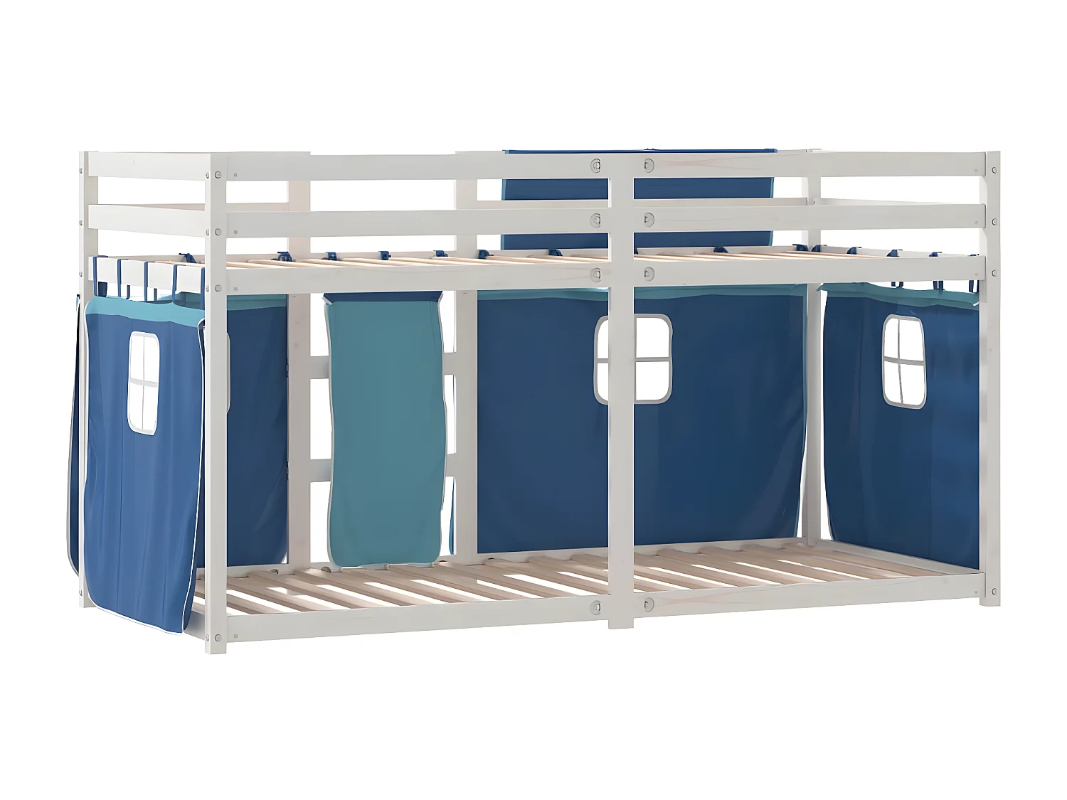 Beliche com cortinas 75x190 cm madeira de pinho maciça azul