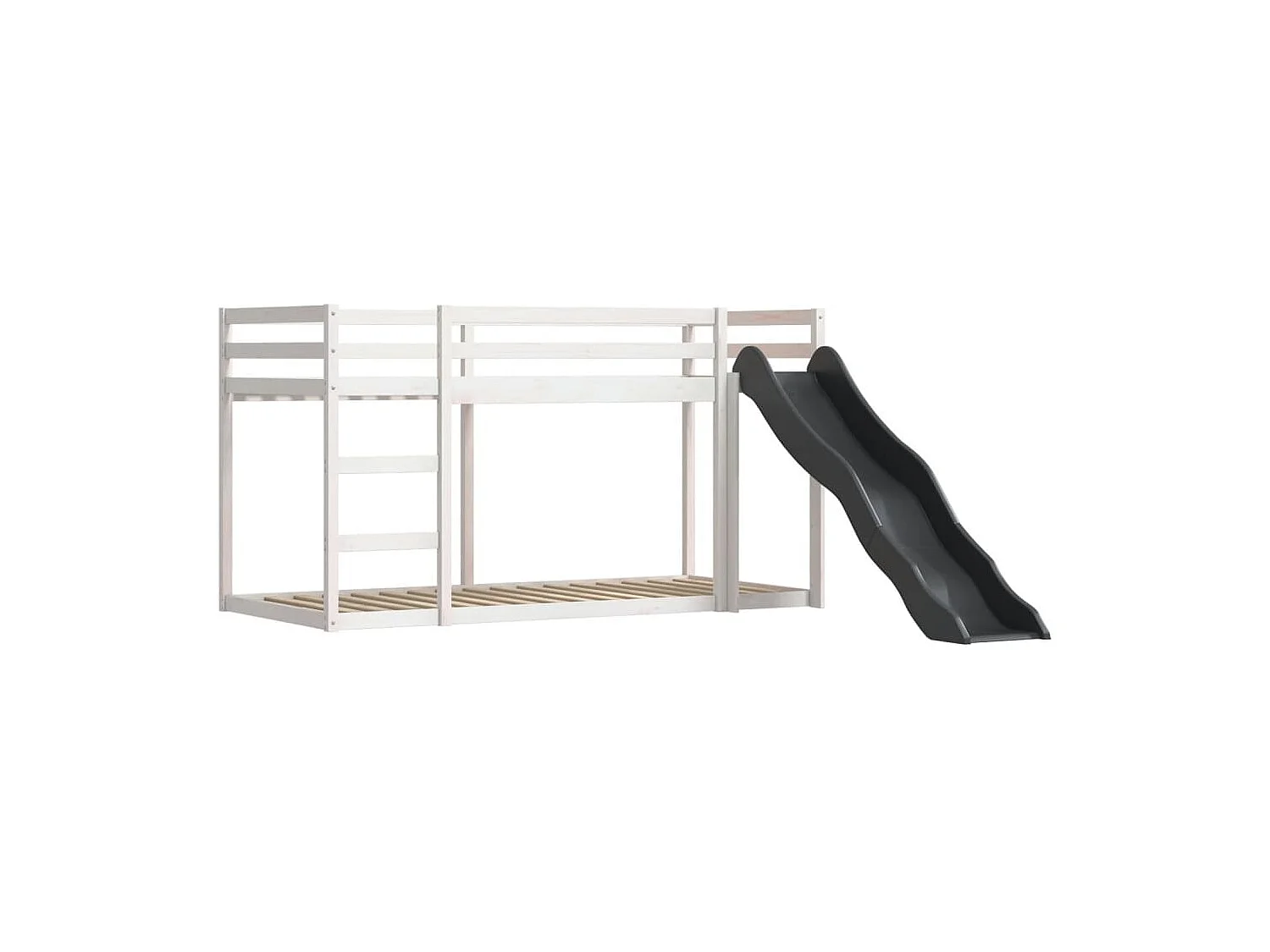 Beliche com escorrega e cortinas 90x190 cm branco e preto