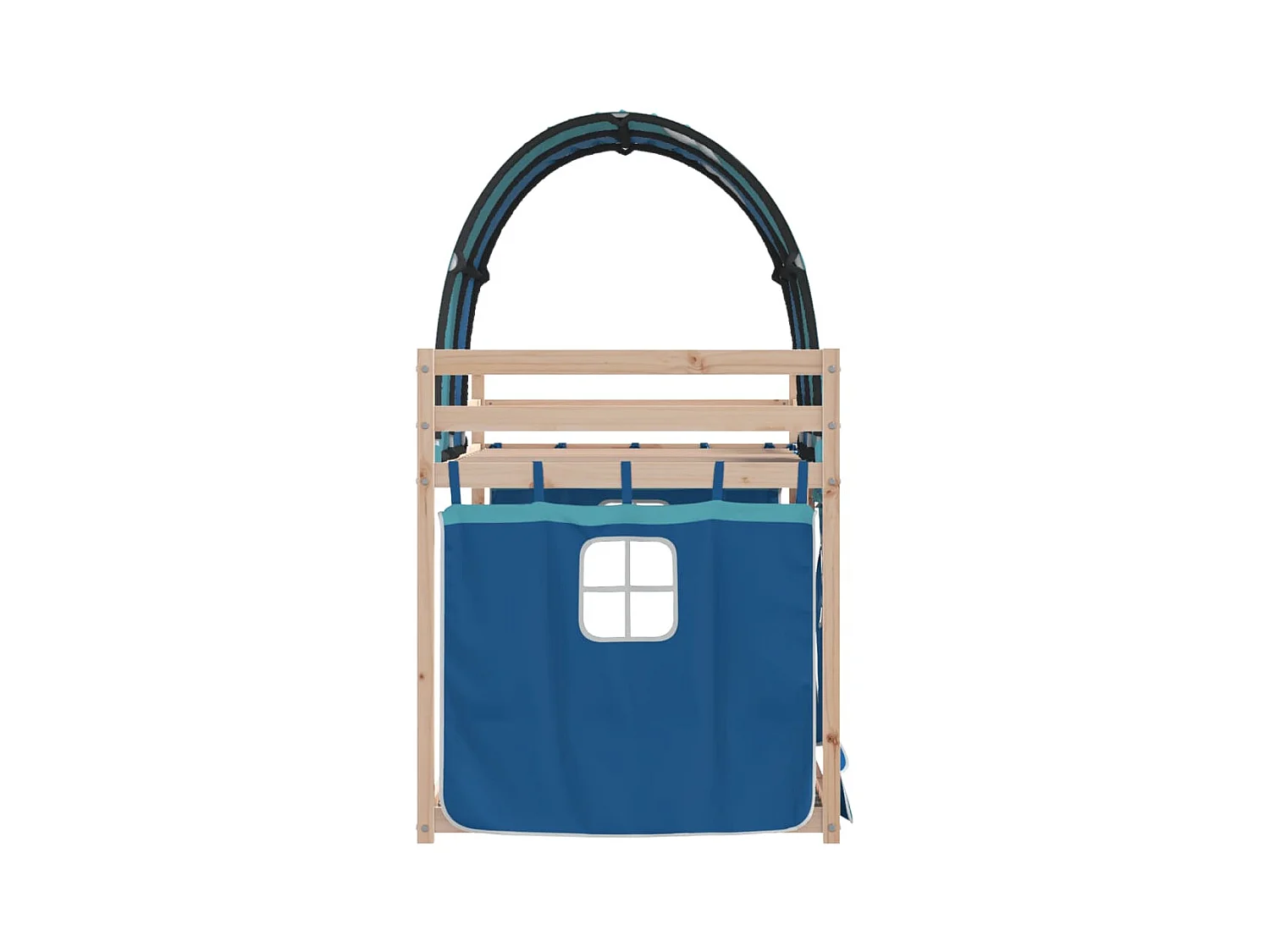 Lit superposé avec rideaux bleu 90x190 cm bois pin massif