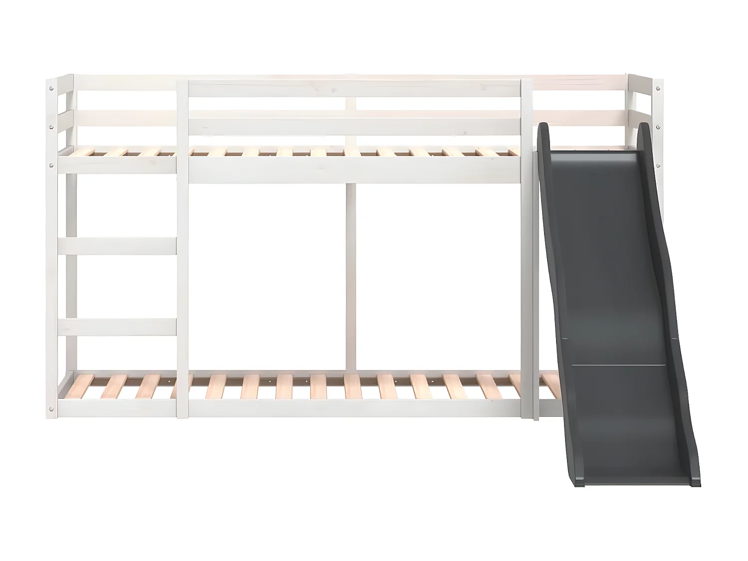 Beliche com escorrega e escada 90x200 cm pinho maciço branco