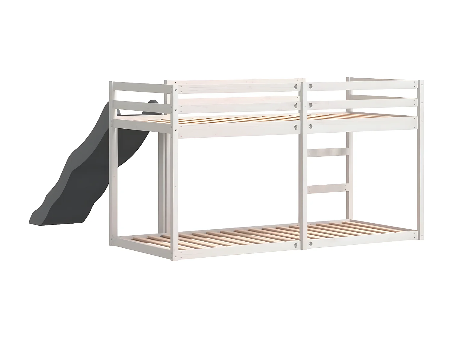 Beliche com escorrega e escada 90x200 cm pinho maciço branco