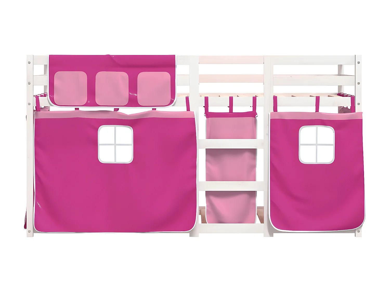 Beliche com cortinas 90x190 cm madeira de pinho maciça rosa