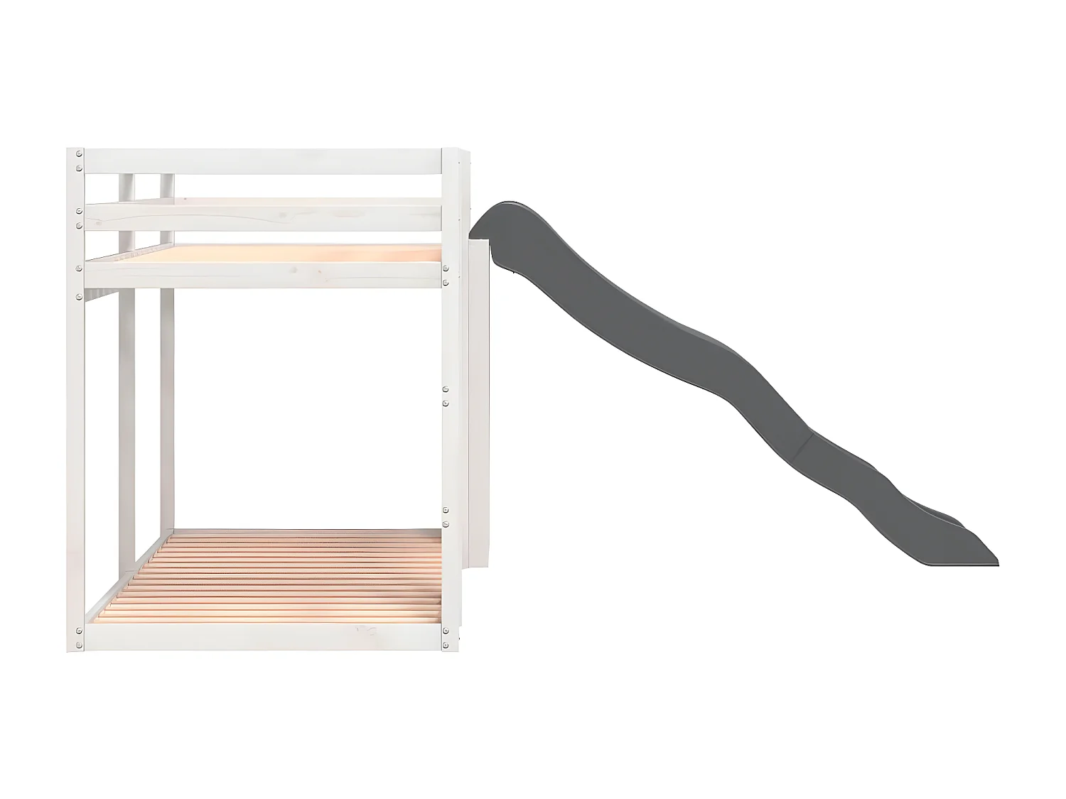 Beliche com escorrega e escada 80x200 cm pinho maciço branco