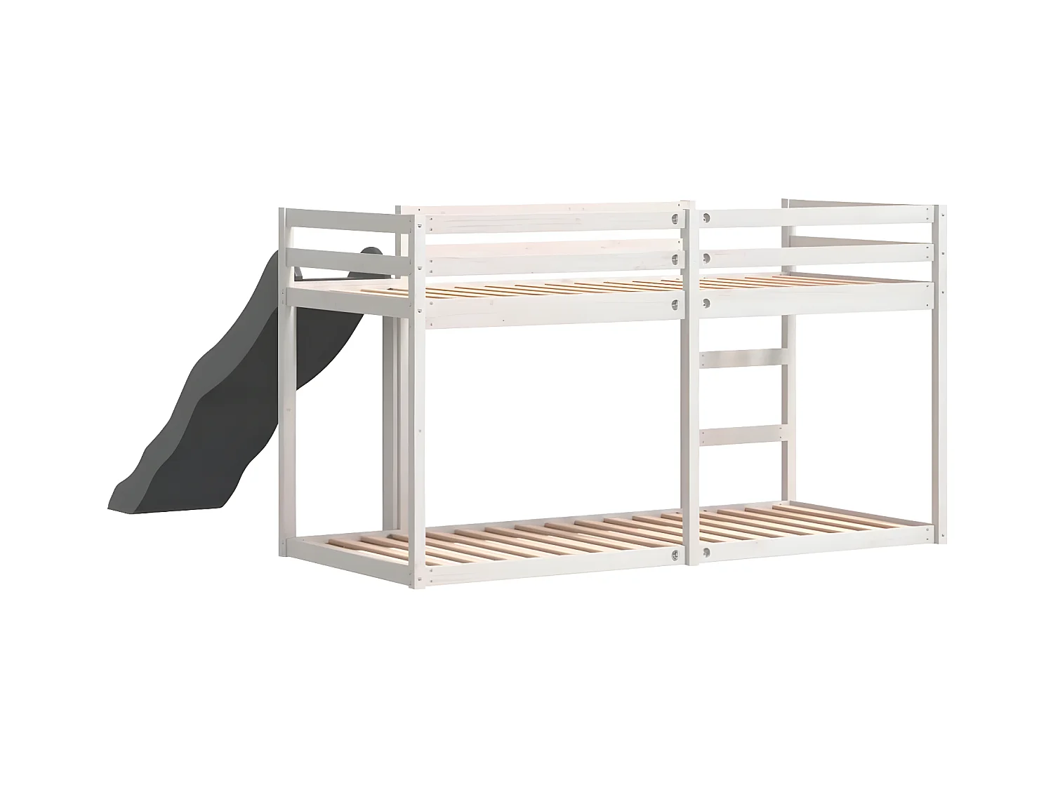 Beliche com escorrega e escada 80x200 cm pinho maciço branco