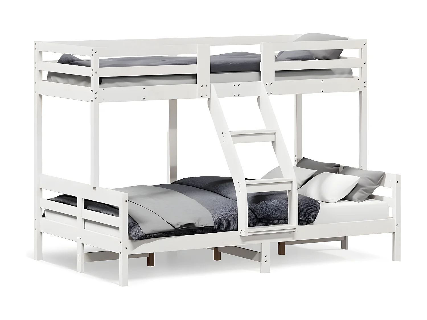 Lit superposé 80x200/120x200 cm blanc bois de pin massif