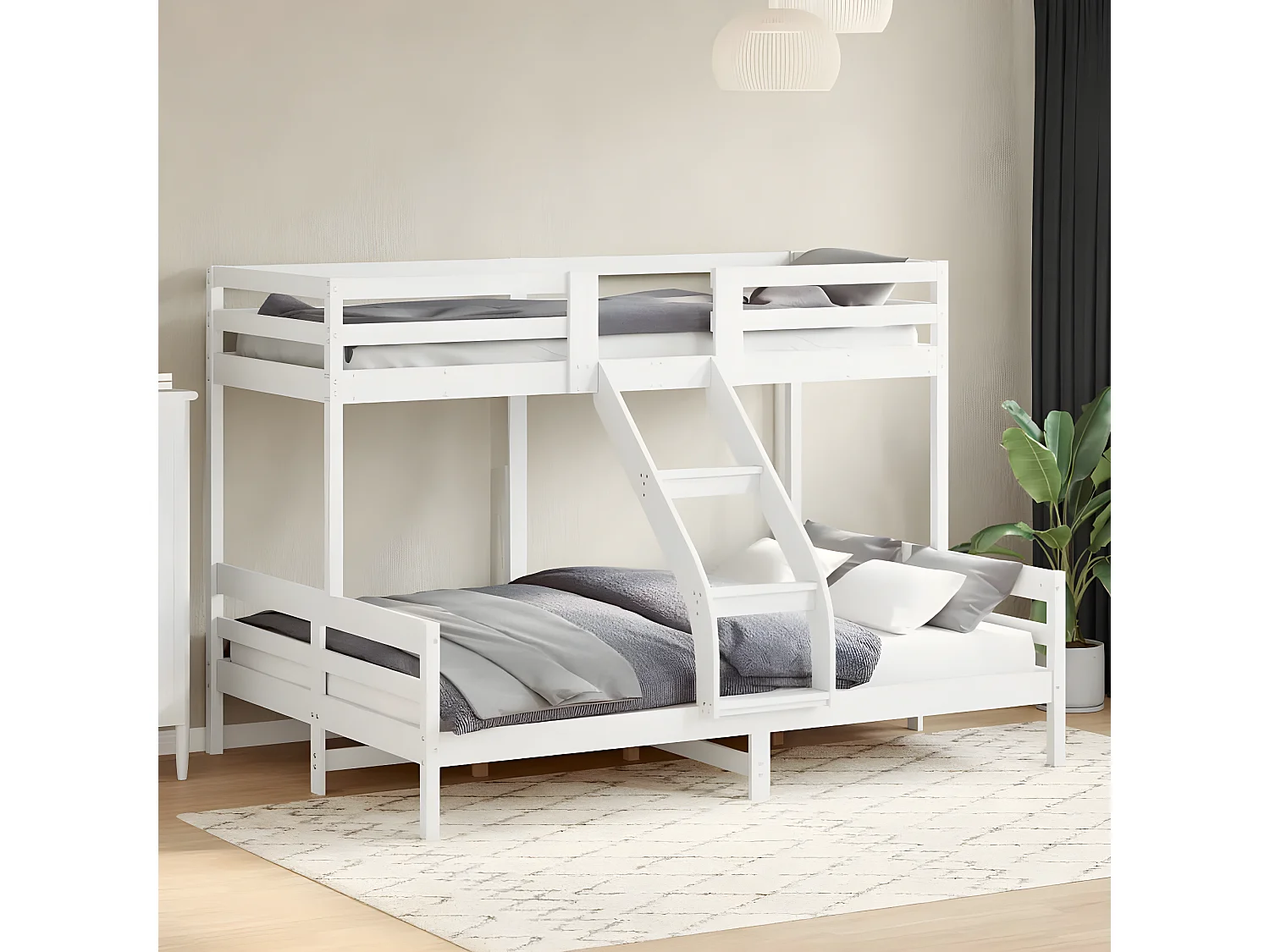 Lit superposé 90x200/140x200 cm blanc bois de pin massif