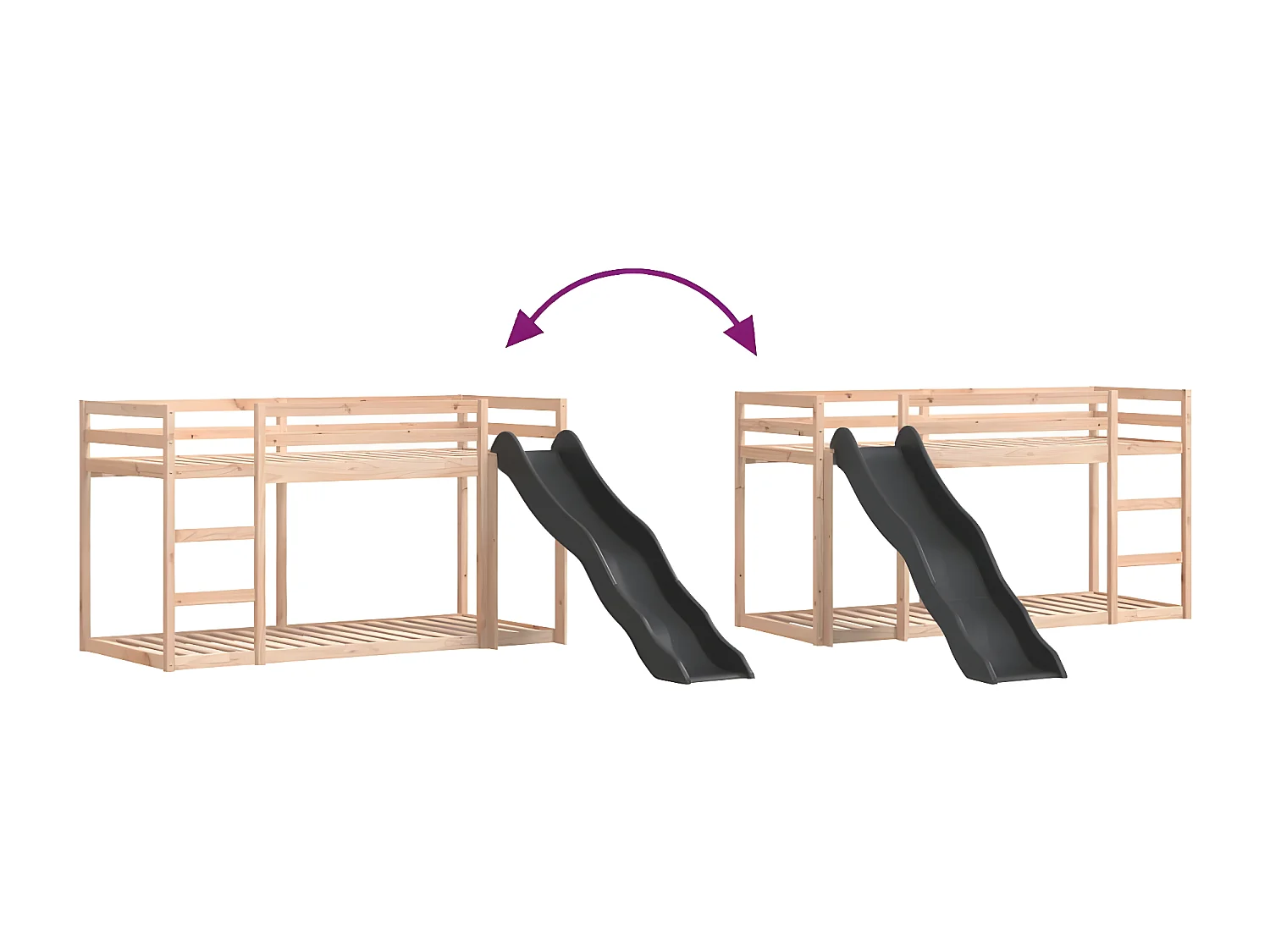 Litera con tobogán y escalera madera maciza de pino 90x190 cm