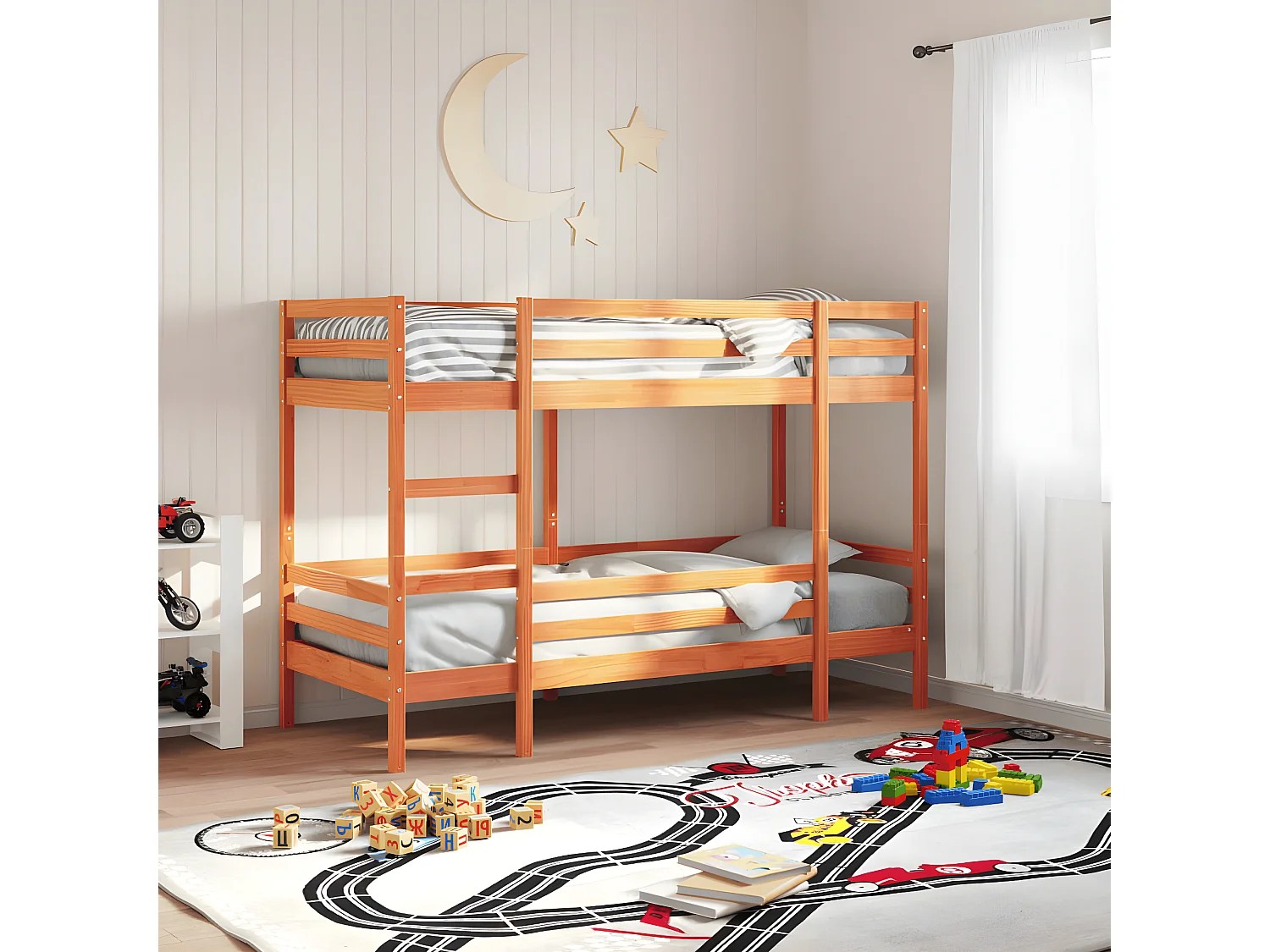 Beliche 90x190 cm madeira de pinho maciça castanho cera