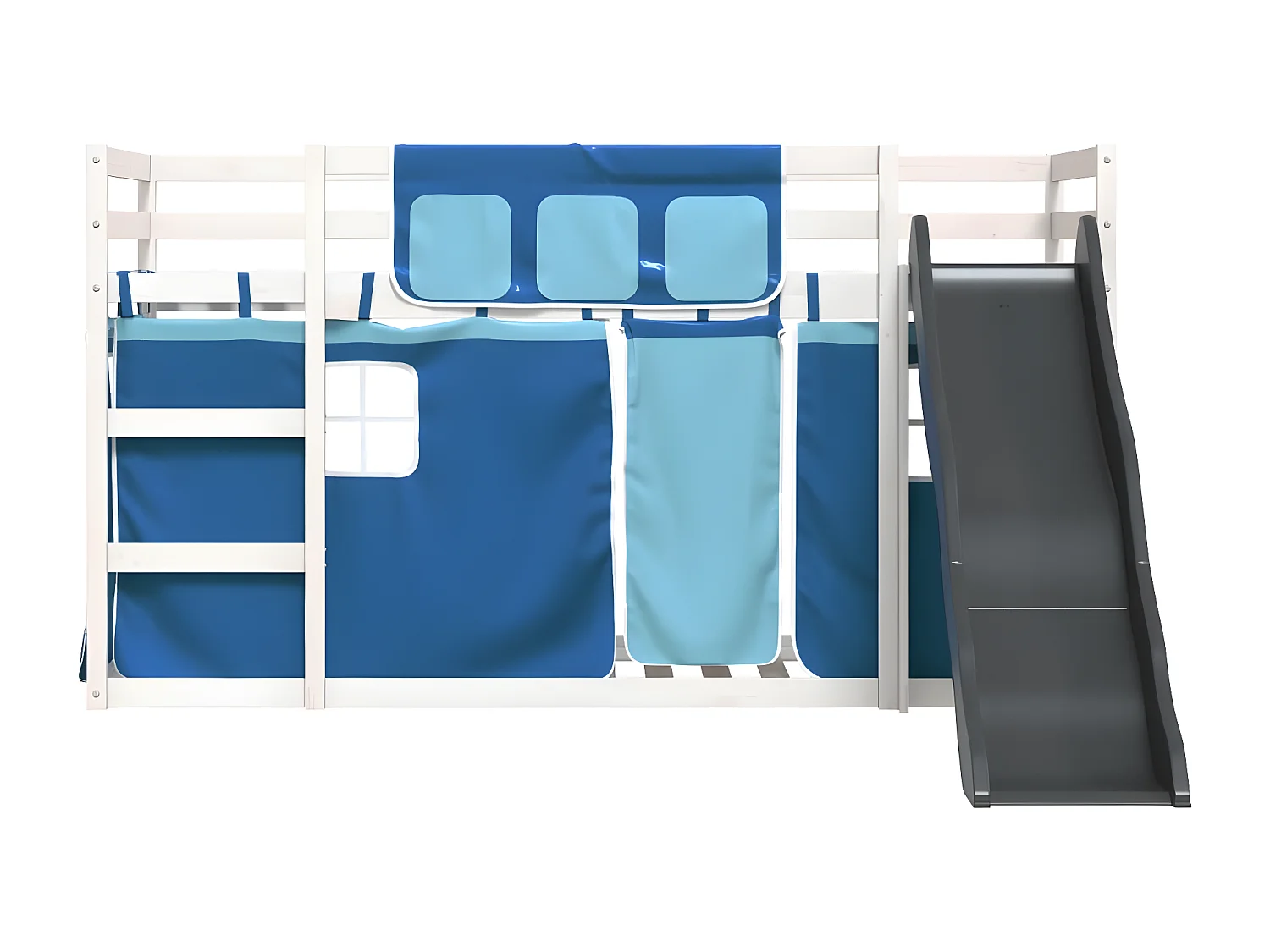 Beliche com escorrega e cortinas 90x190 cm azul