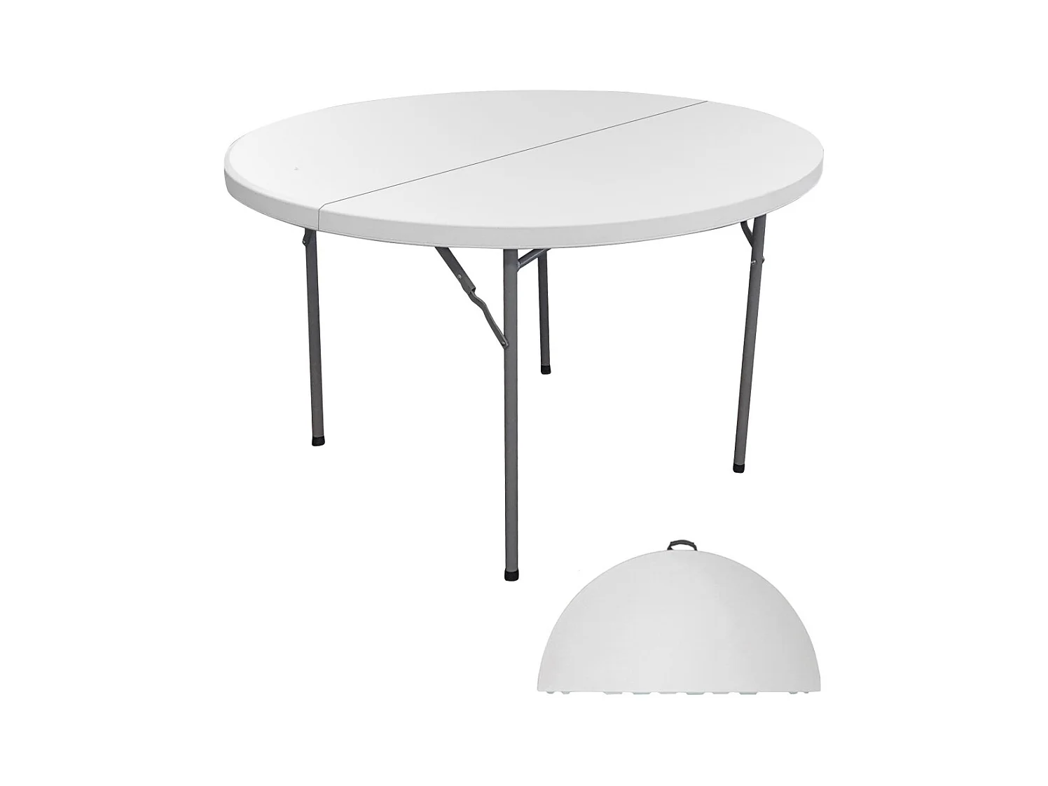 Table d'extérieur pliable blanche en PVC – Diamètre 122 cm