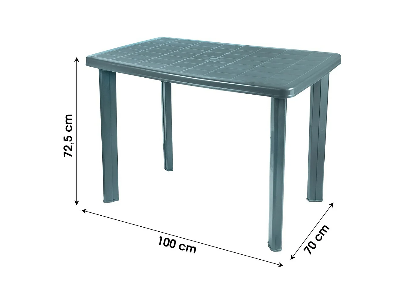 Gartentisch in Grün aus PVC – Maße 100x70 cm