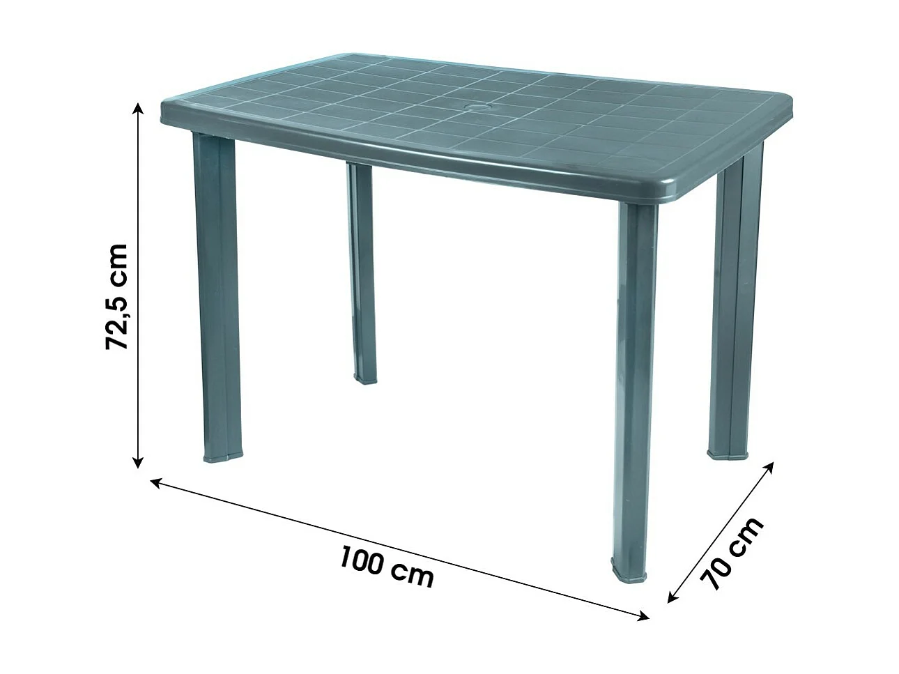 Table d'extérieur coloris vert en PVC – Dimensions 100x70 cm