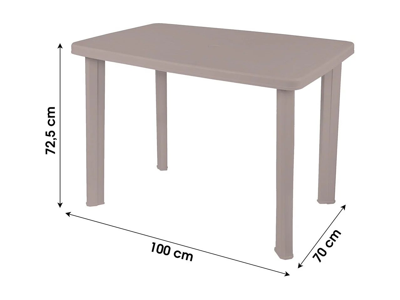 Table d'extérieur coloris taupe en PVC – Dimensions 100x70 cm