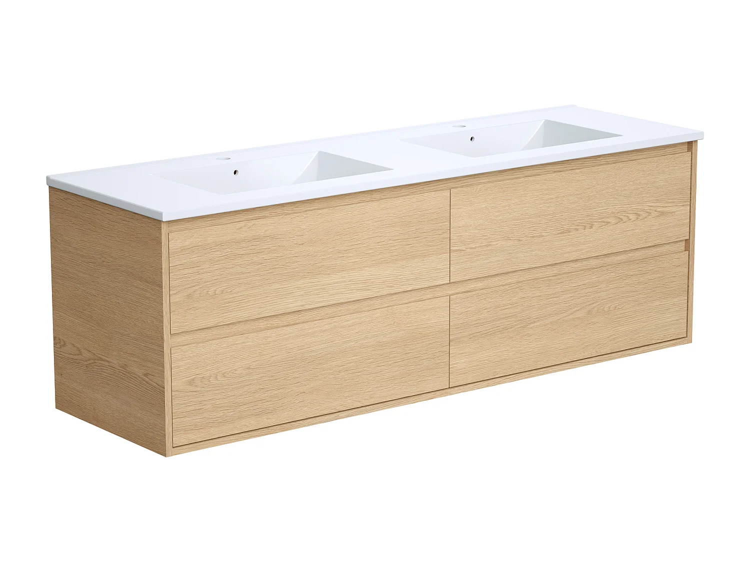 Meuble de salle de bain suspendu avec vasque à encastrer - Placage chêne - 150 cm - MILIPAM