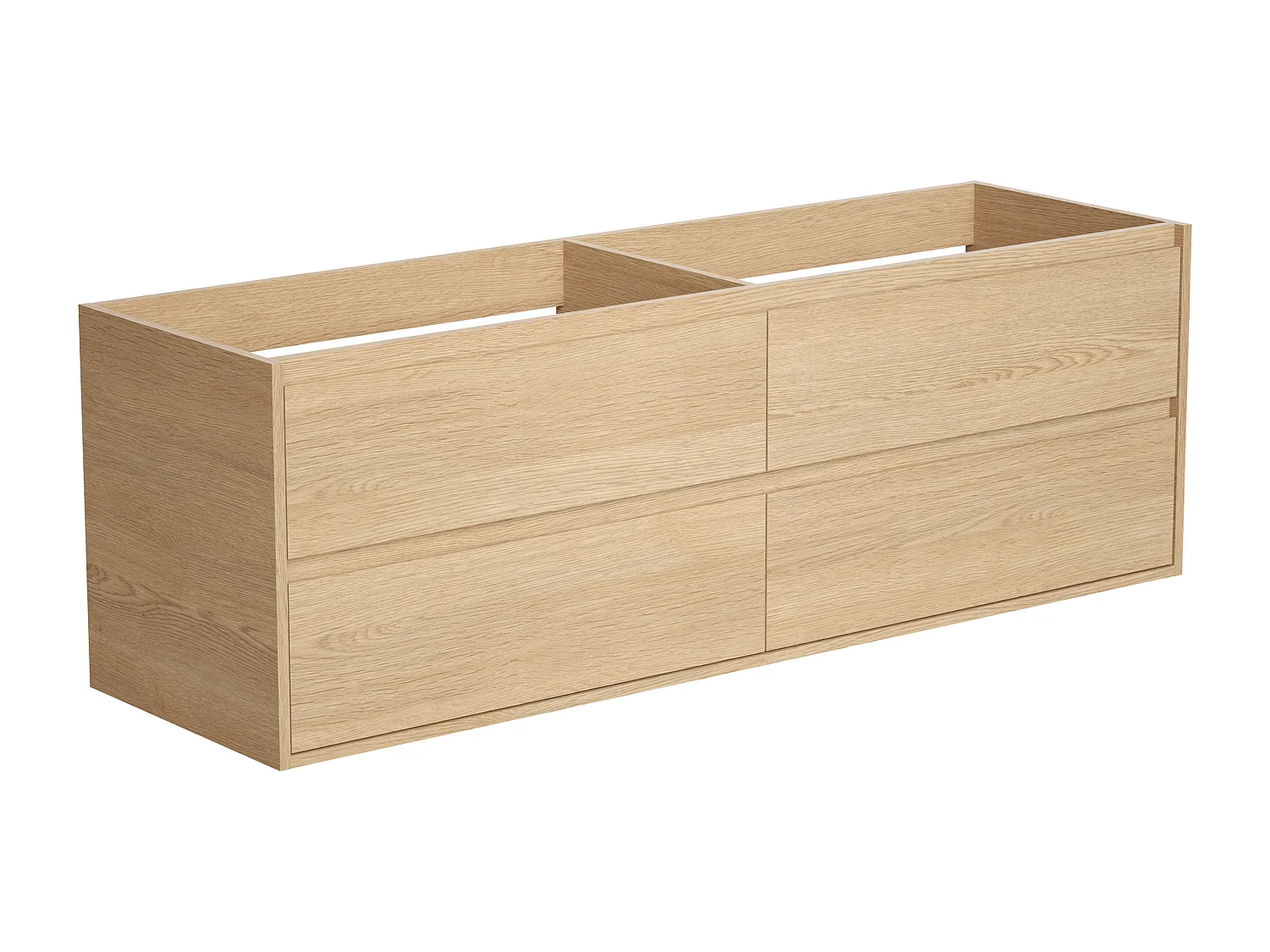 Mueble de baño suspendido con doble lavabo de cerámica para empotrar - Chapado en roble - 150 cm - MILIPAM