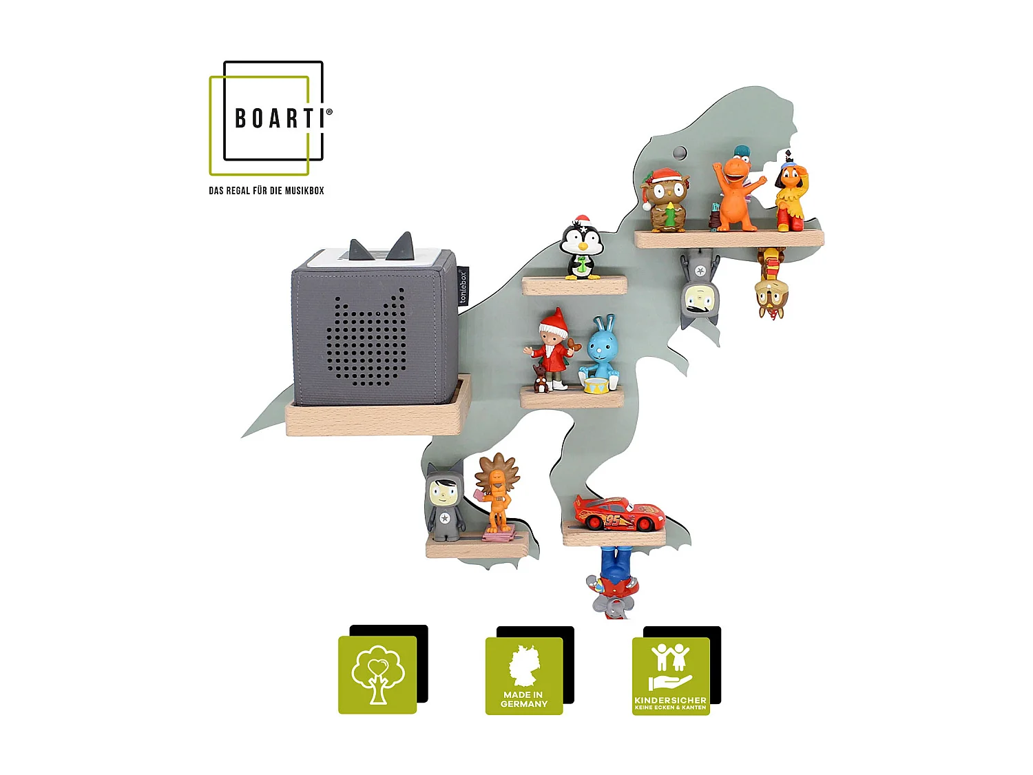 Wall Rack BOARTI Regal Green H. 44 x W. 52 x D. 19 cm