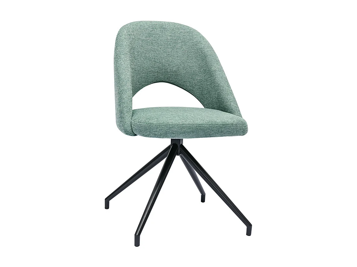 Silla giratoria 360º de tejido efecto aterciopelado texturizado celadón y metal negro COSETTE