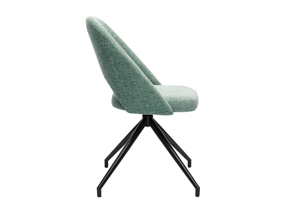 Silla giratoria 360º de tejido efecto aterciopelado texturizado celadón y metal negro COSETTE