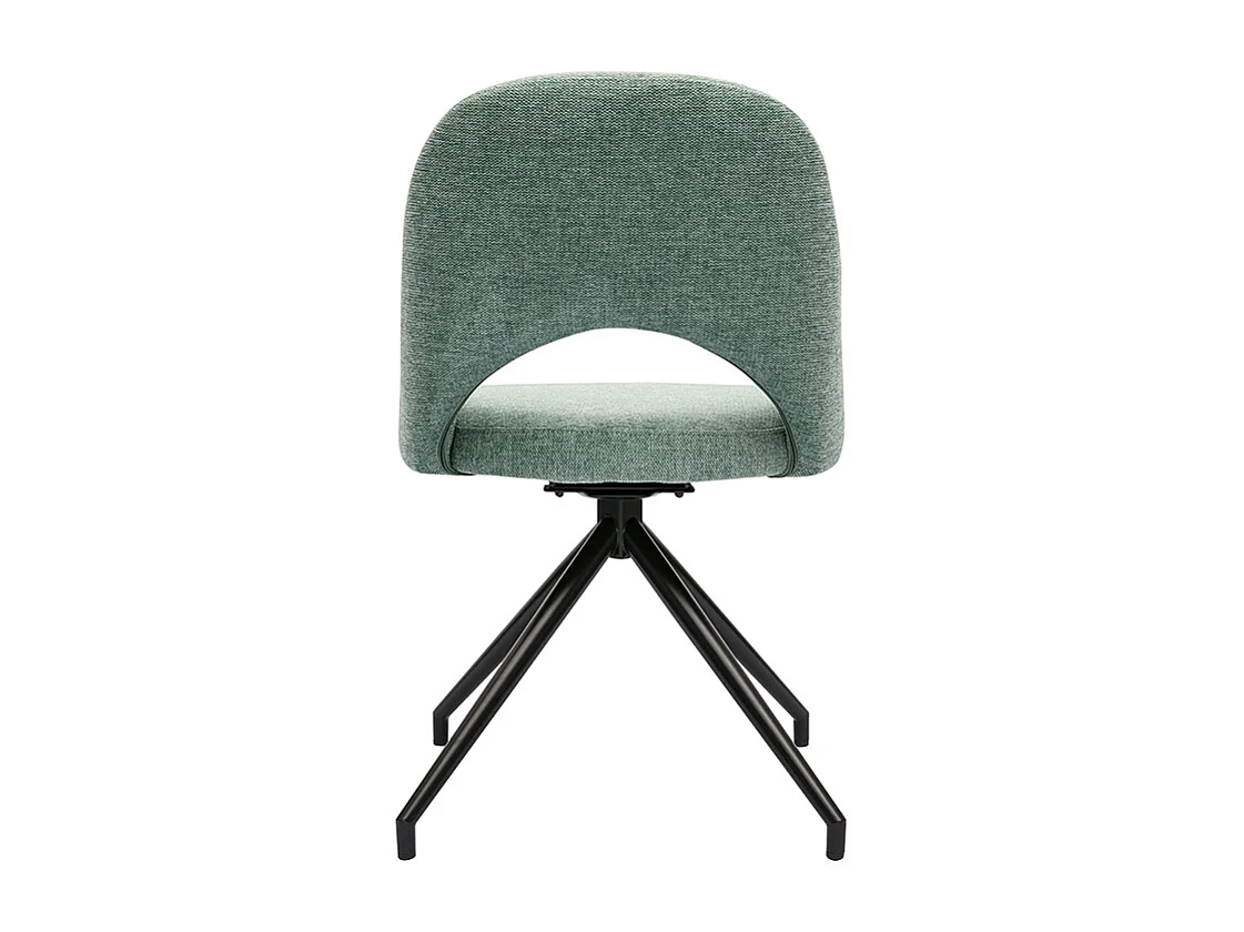 Silla giratoria 360º de tejido efecto aterciopelado texturizado celadón y metal negro COSETTE