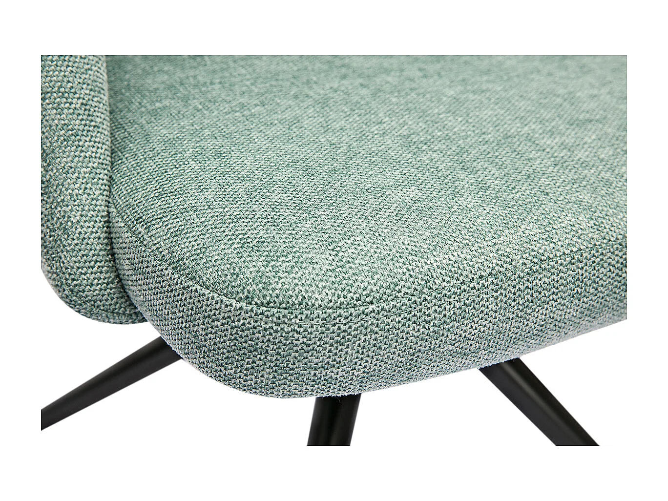 Silla giratoria 360º de tejido efecto aterciopelado texturizado celadón y metal negro COSETTE