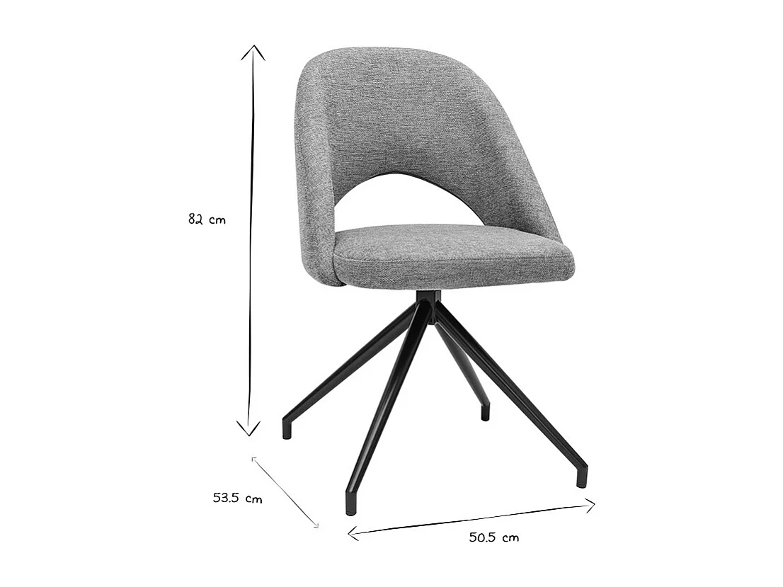 Silla giratoria 360º de tejido efecto aterciopelado texturizado celadón y metal negro COSETTE