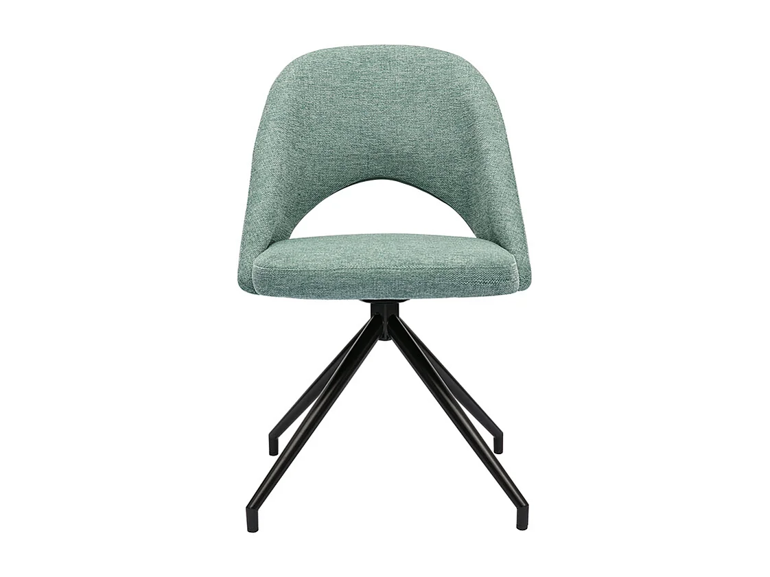 Silla giratoria 360º de tejido efecto aterciopelado texturizado celadón y metal negro COSETTE