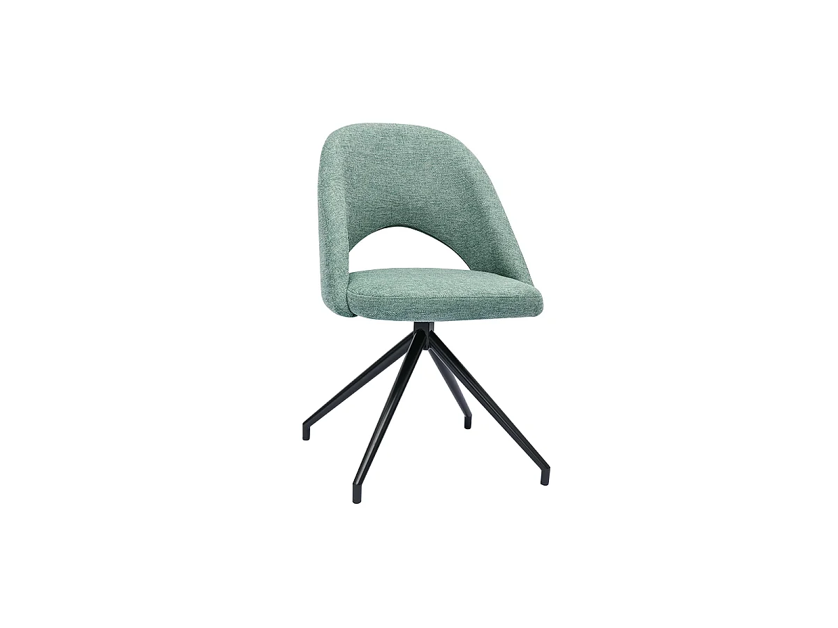 Silla giratoria 360º de tejido efecto aterciopelado texturizado celadón y metal negro COSETTE