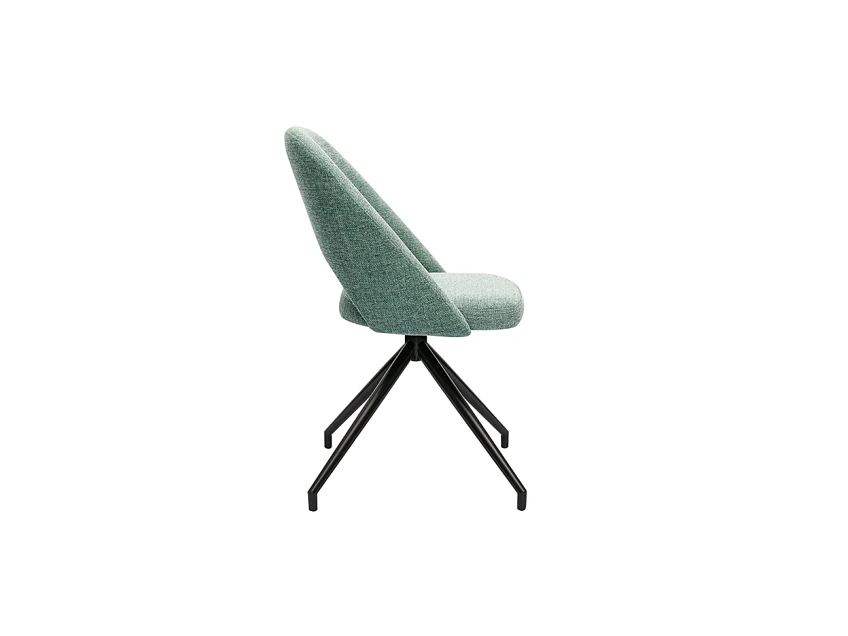 Silla giratoria 360º de tejido efecto aterciopelado texturizado celadón y metal negro COSETTE