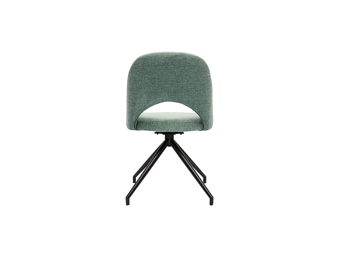 Silla giratoria 360º de tejido efecto aterciopelado texturizado celadón y metal negro COSETTE