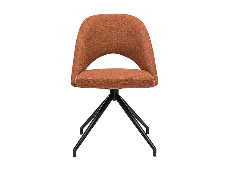 Silla giratoria 360º de tejido efecto aterciopelado texturizado terracota y metal negro COSETTE