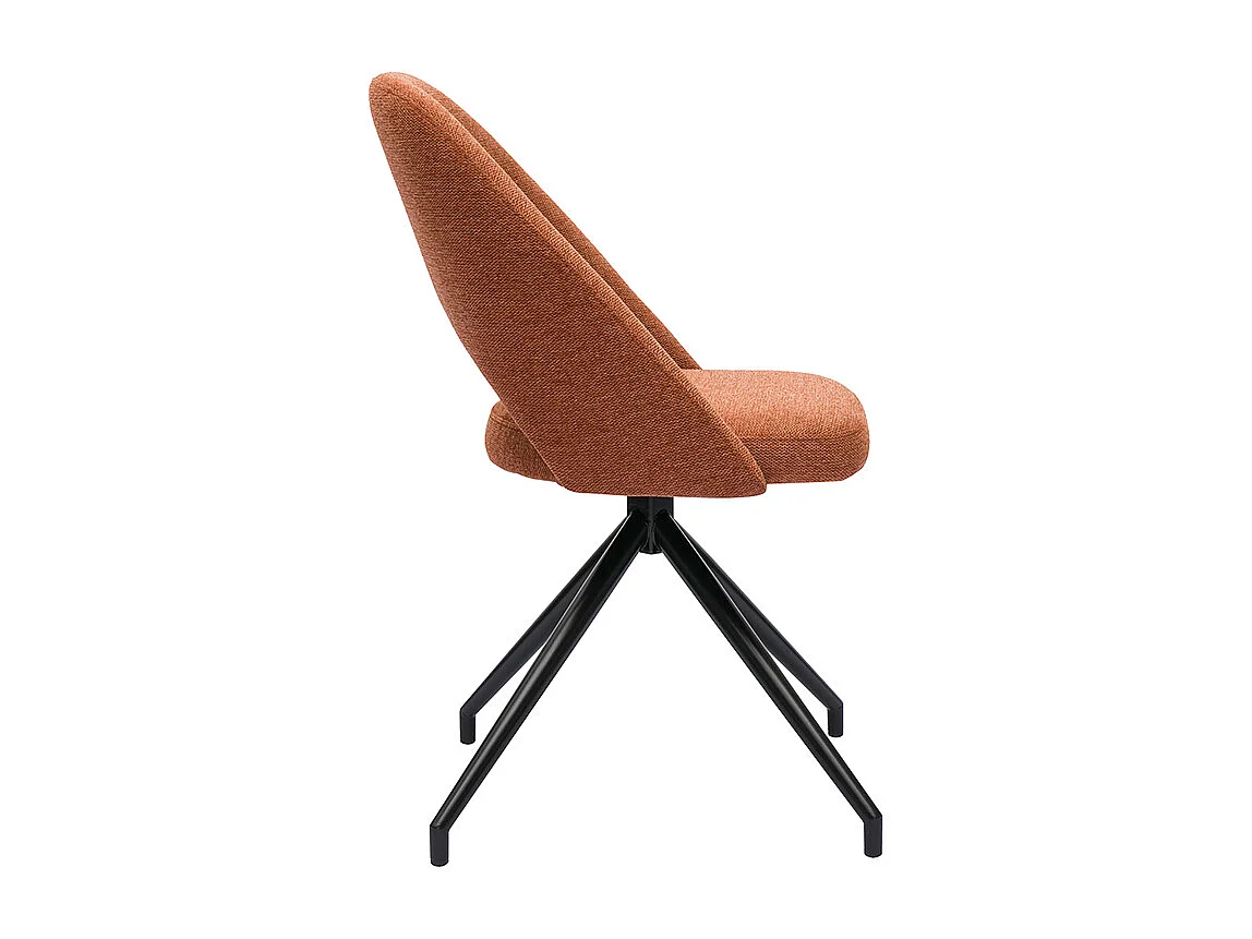 Chaise pivotante 360° en tissu effet velours texturé terre brûlée et métal noir COSETTE