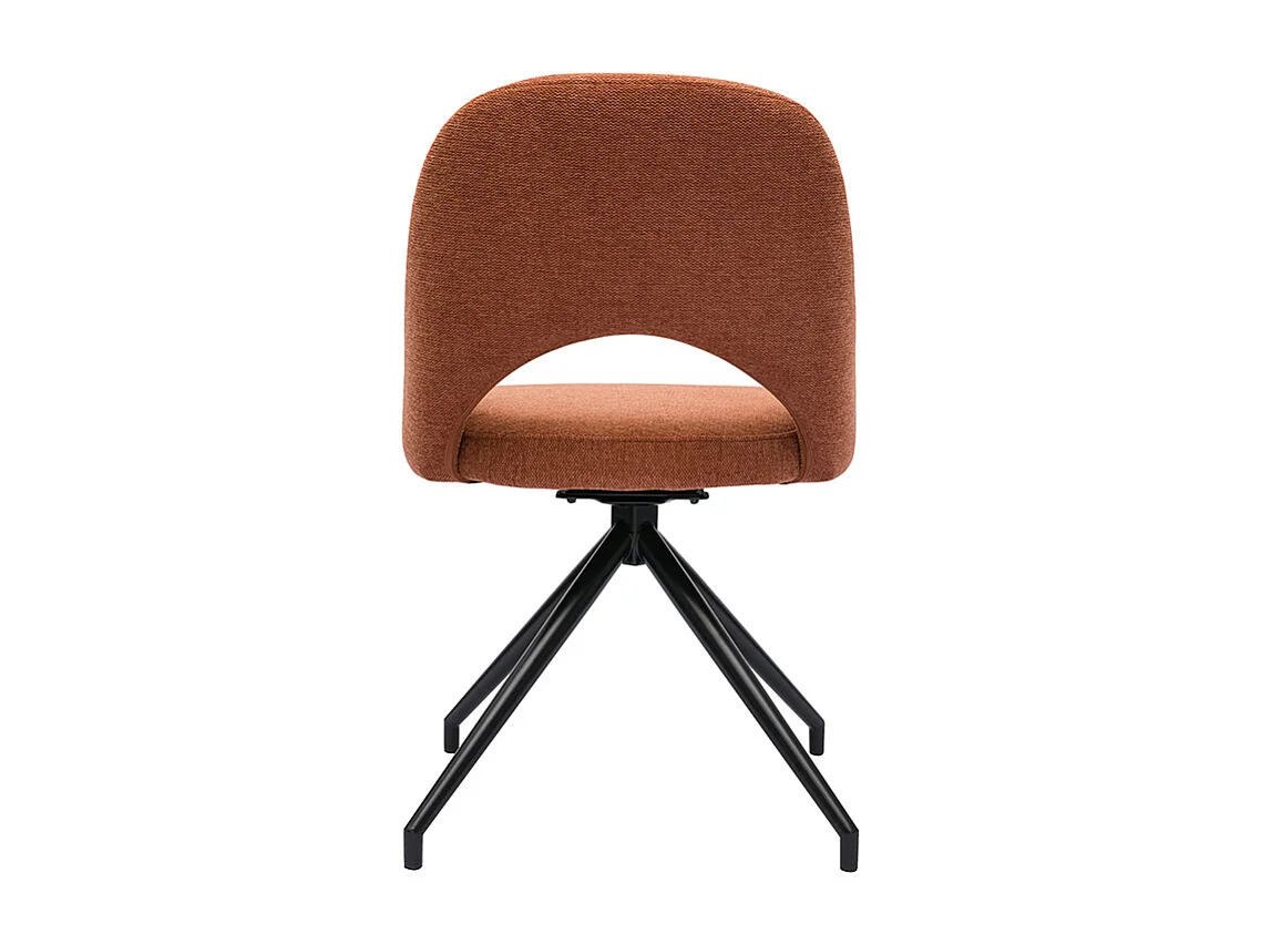 Chaise pivotante 360° en tissu effet velours texturé terre brûlée et métal noir COSETTE