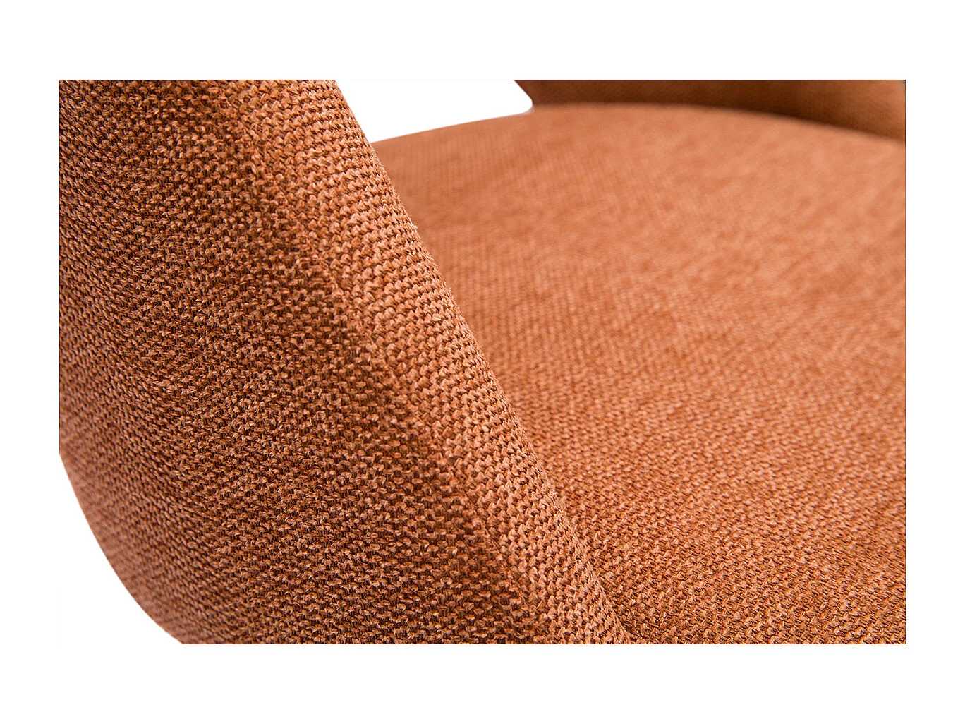 Chaise pivotante 360° en tissu effet velours texturé terre brûlée et métal noir COSETTE