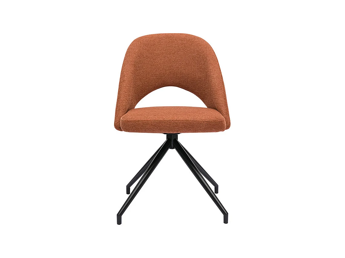 Chaise pivotante 360° en tissu effet velours texturé terre brûlée et métal noir COSETTE