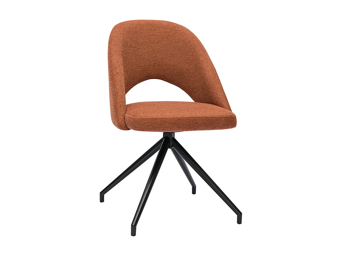 Chaise pivotante 360° en tissu effet velours texturé terre brûlée et métal noir COSETTE
